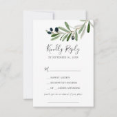 Modern Olive Branch Song Request RSVP Card Kaartje (Voorkant)