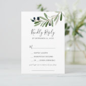 Modern Olive Branch Song Request RSVP Card Kaartje (Staand voorkant)