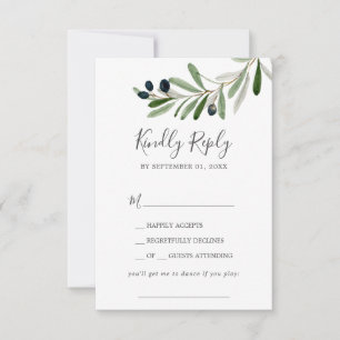 Modern Olive Branch Song Request RSVP Card Kaartje