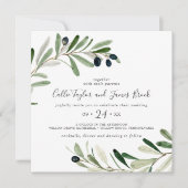 Modern Olive Branch Square Wedding Kaart (Voorkant)