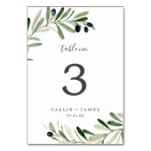Modern Olive Branch Table Number Kaart (Achterkant)