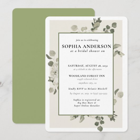 Modern Olive Branch Vrijgezellenfeest Kaart (Voorkant / Achterkant)