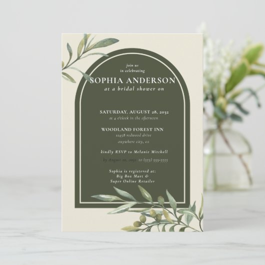 Modern Olive Branch Vrijgezellenfeest Kaart (Staand voorkant)