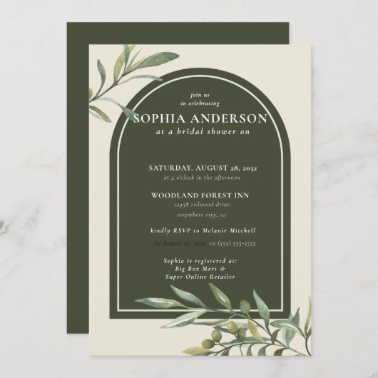 Modern Olive Branch Vrijgezellenfeest Kaart (Voorkant / Achterkant)