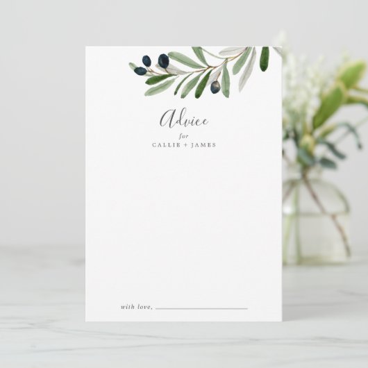 Modern Olive Branch Wedding Advieskaart (Staand voorkant)