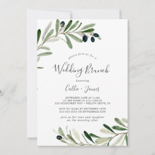 Modern Olive Branch Wedding Brunch Kaart