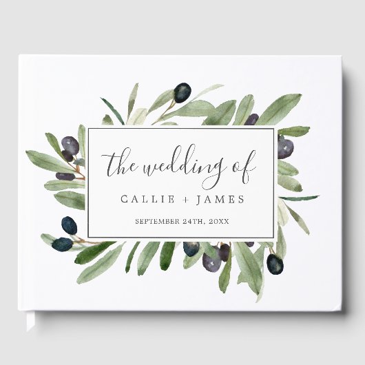Modern Olive Branch Wedding Gastenboek (Voorkant)