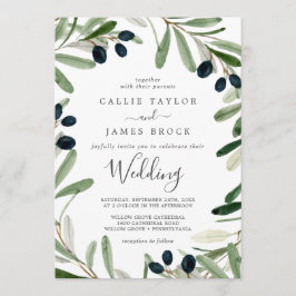 Modern Olive Branch Wedding Kaart