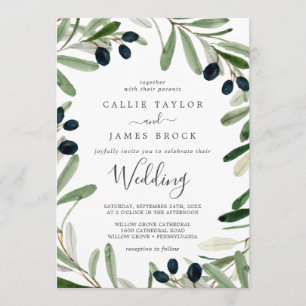 Modern Olive Branch Wedding Kaart