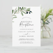 Modern Olive Branch Wedding Reception Kaart (Staand voorkant)