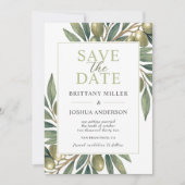 Modern Olive Branch Wedding Save The Date (Voorkant)