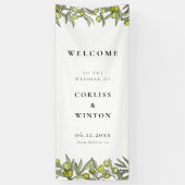 Modern Olive Branch Welcome to our Wedding Spandoek (Verticaal)