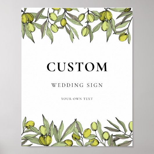Modern Olive-filiaalbruiloft Poster (Voorkant)