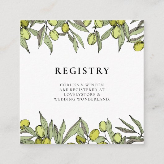 Modern Olive filiaaltrouwkaart Informatiekaartje (Voorkant)