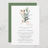 Modern Olive Golden Branch Bridal ShowerInvitation Kaart (Voorkant / Achterkant)