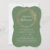 Modern Olive Golden Branch Bridal ShowerInvitation Kaart (Voorkant)