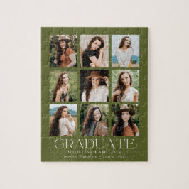Modern Olive Green 9 Photo Collage Afstuderen Legpuzzel