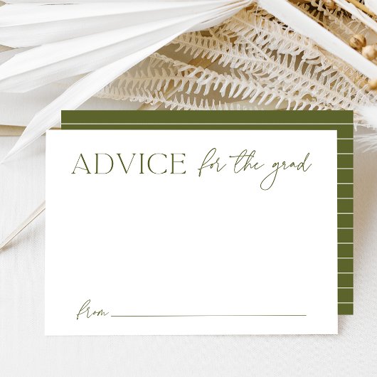 Modern Olive Green Advice voor de Afstuderen Informatiekaartje