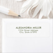 Modern Olive Green and White Typography Address Etiket (Insitu)