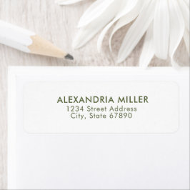 Modern Olive Green and White Typography Address Etiket