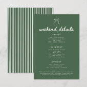 Modern Olive Green Bachelorette Weekend Details Informatiekaartje (Voorkant / Achterkant)
