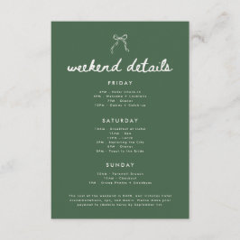 Modern Olive Green Bachelorette Weekend Details Informatiekaartje