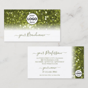 Modern Olive Green Bright Sparkle Glitter Toevoege Visitekaartje