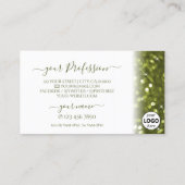 Modern Olive Green Bright Sparkle Glitter Toevoege Visitekaartje (Achterkant)