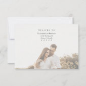 Modern Olive Green Custom Photo Wedding RSVP Card (Achterkant)