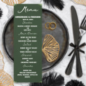 Modern Olive Green Dinner Menu