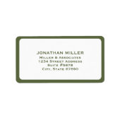 Modern Olive Green en White Multi-Line Address Etiket (Voorkant)