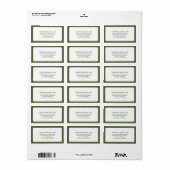 Modern Olive Green en White Multi-Line Address Etiket (Full Sheet)