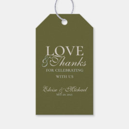 Modern Olive Green Floral Love and Thanks Wedding Cadeaulabel