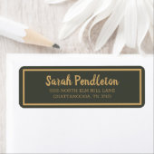 Modern Olive Green Gold Brush Script Etiket (Insitu)