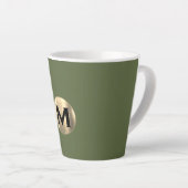 Modern Olive Green Gold Monogram Latte Mok (Rechterhoek)