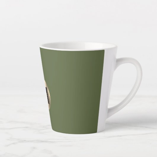 Modern Olive Green Gold Monogram Latte Mok (Rechts)