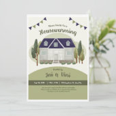 Modern Olive Green Invitation Kaart, Nieuw Home Pa Kaart (Staand voorkant)