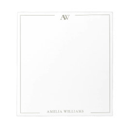 Modern Olive Green Minimalist Elegant Monogram Notitieblok