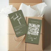Modern olive green order thank you QR code Visitekaartje