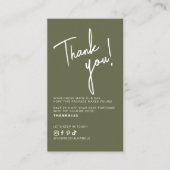 Modern olive green order thank you QR code Visitekaartje (Voorkant)