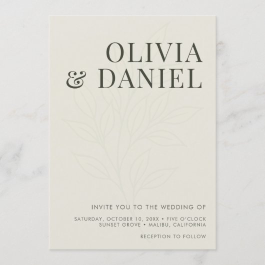 Modern Olive Green Photo QR Code Wedding Kaart (Voorkant)