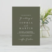 Modern Olive Green Photo Wedding Invitation Kaart (Staand voorkant)