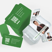 Modern Olive Green QR Code Photo Networking Card Visitekaartje