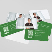 Modern Olive Green QR Code Photo Networking Card Visitekaartje