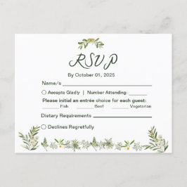 Modern Olive Green RSVP Invitation Briefkaart