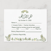 Modern Olive Green RSVP Invitation Briefkaart (Voorkant)