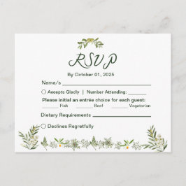 Modern Olive Green RSVP Invitation Briefkaart