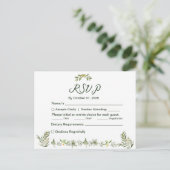 Modern Olive Green RSVP Invitation Briefkaart (Staand voorkant)