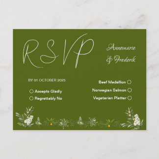 Modern Olive Green RSVP Uitnodiging Briefkaart