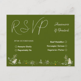 Modern Olive Green RSVP Uitnodiging Briefkaart